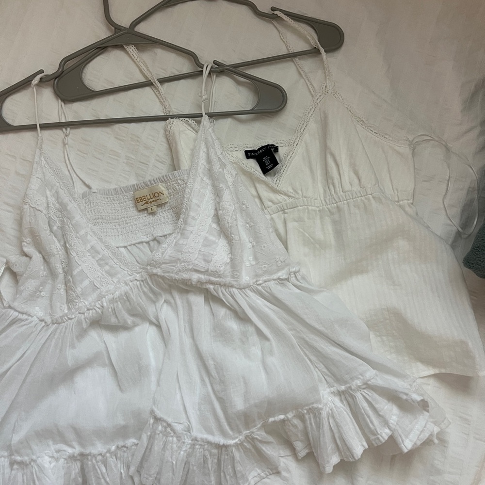 White Lace Trim Women Top BUNBLE